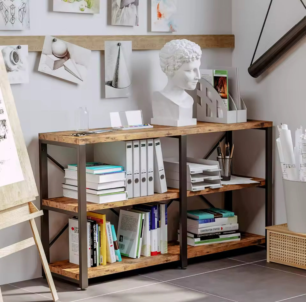 3-Tier Double Wide Bookshelf