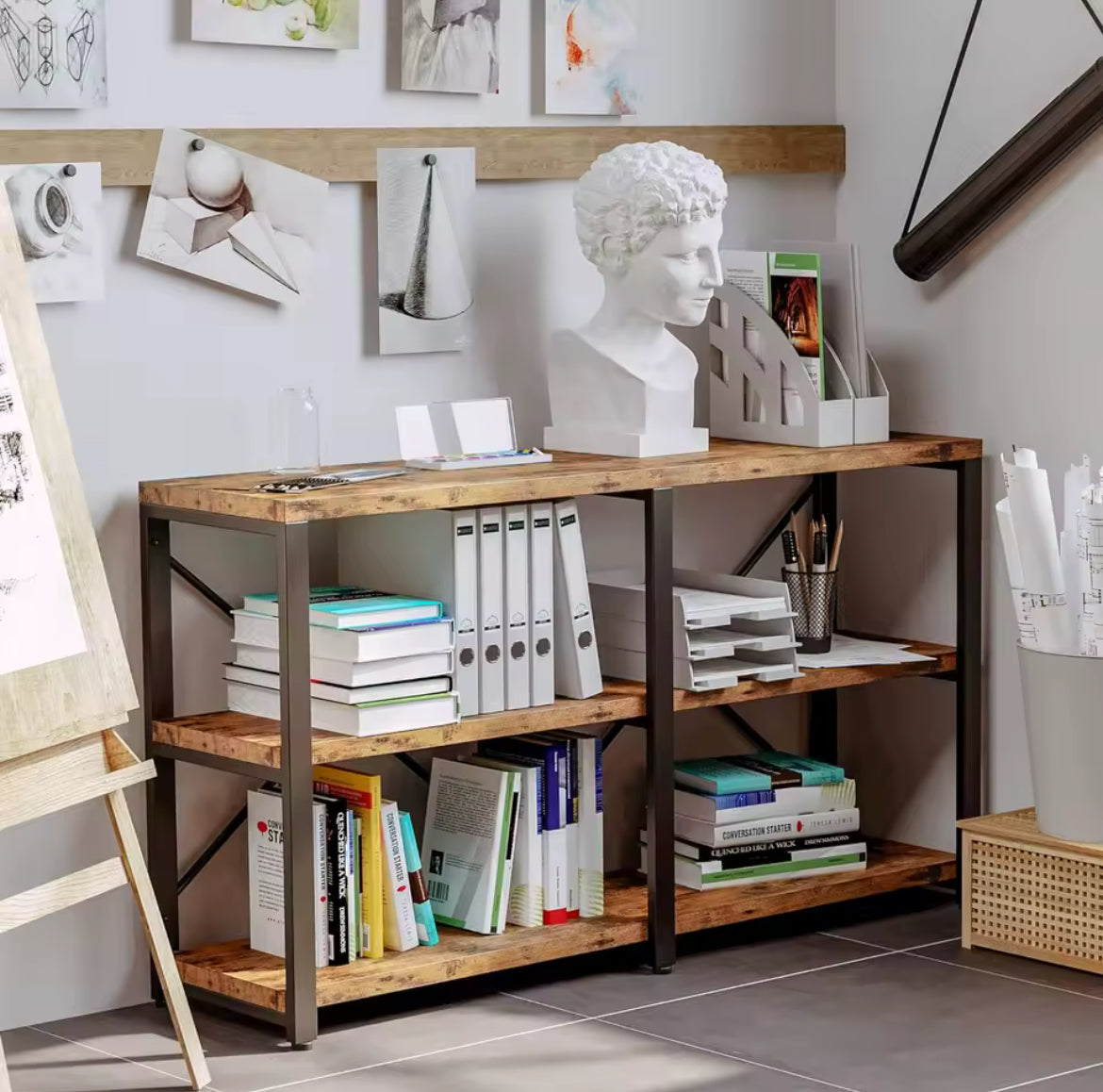 3-Tier Double Wide Bookshelf
