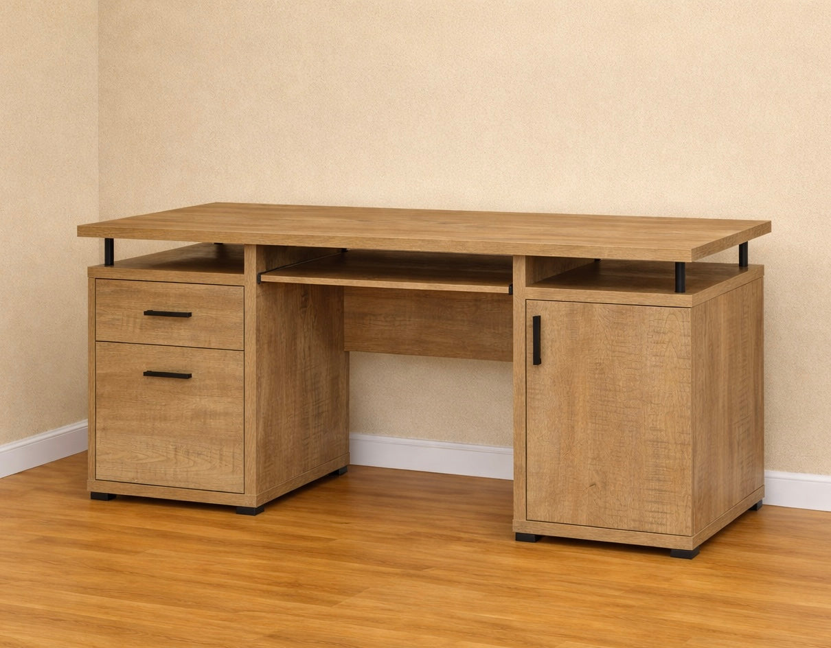 55” Office Desk w/ 2 Drawers & Cabinet