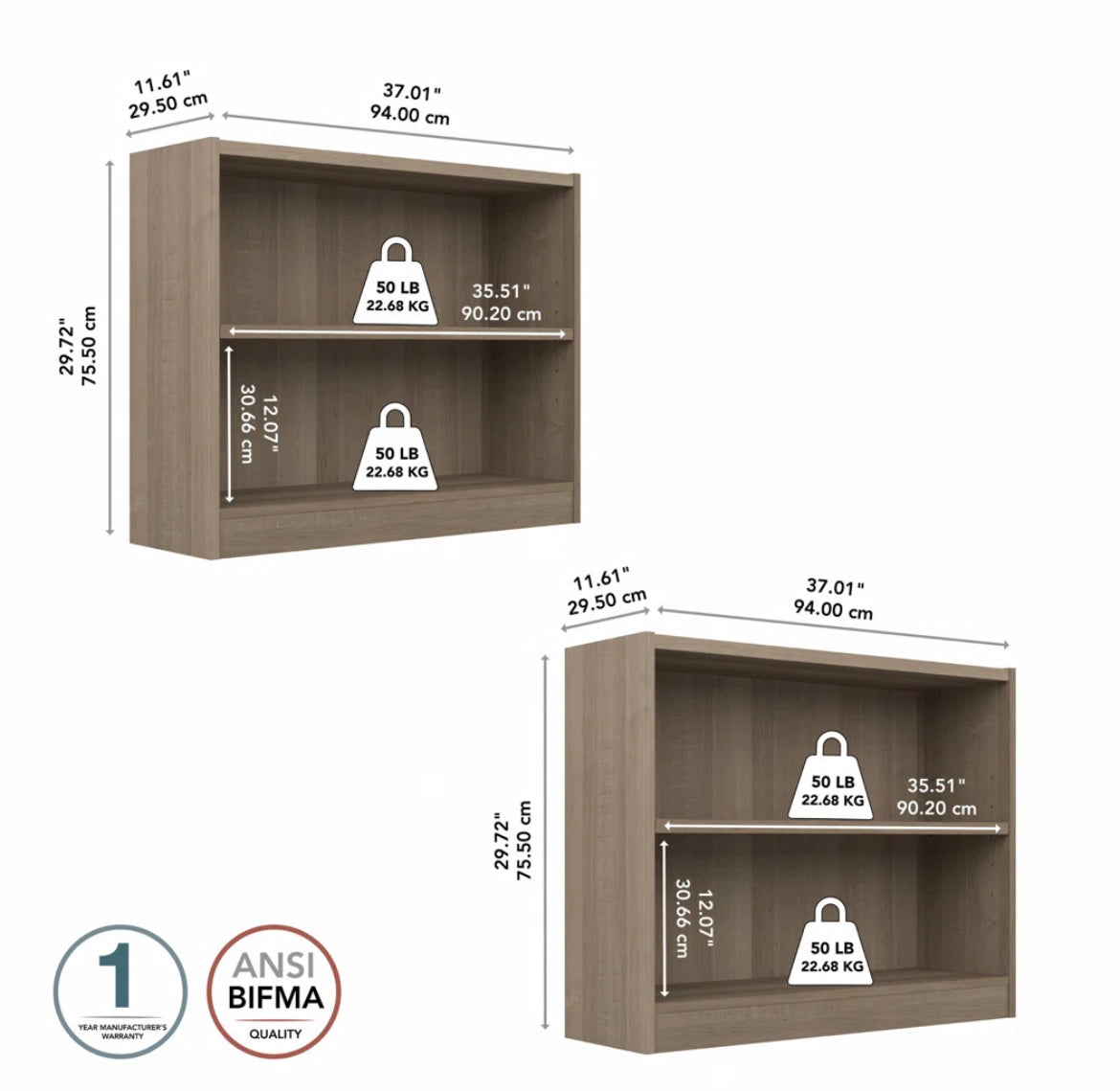 Small 2-Tier Bookcase (Set of 2)