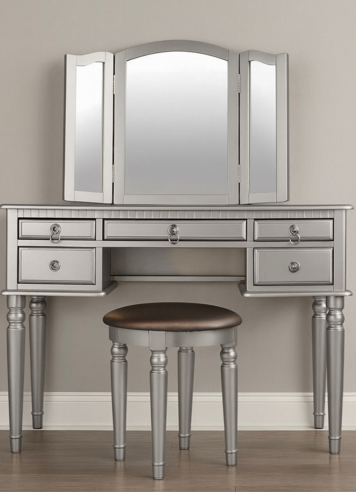 43” Vanity Desk w/ Foldable Mirror & 4 Drawers