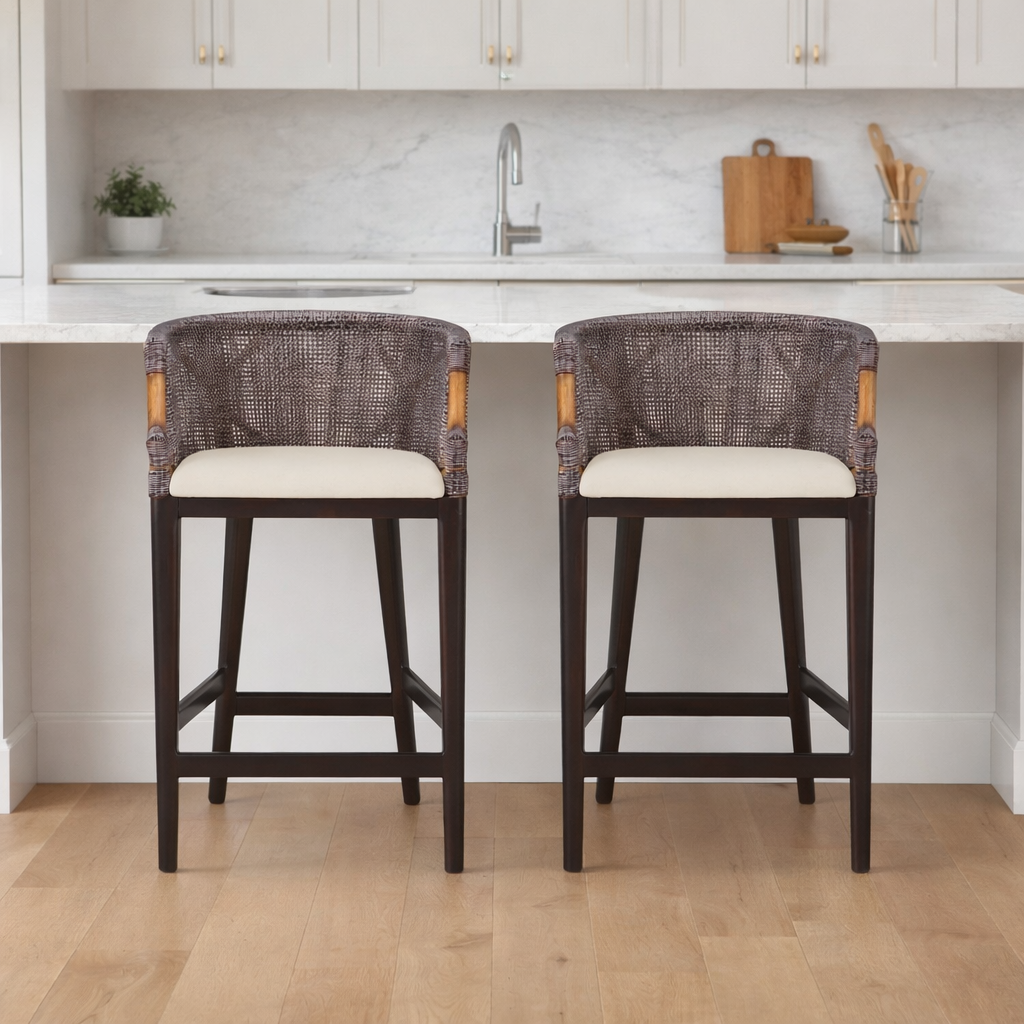 Brando Tropical Coastal Cushion Counter Stool