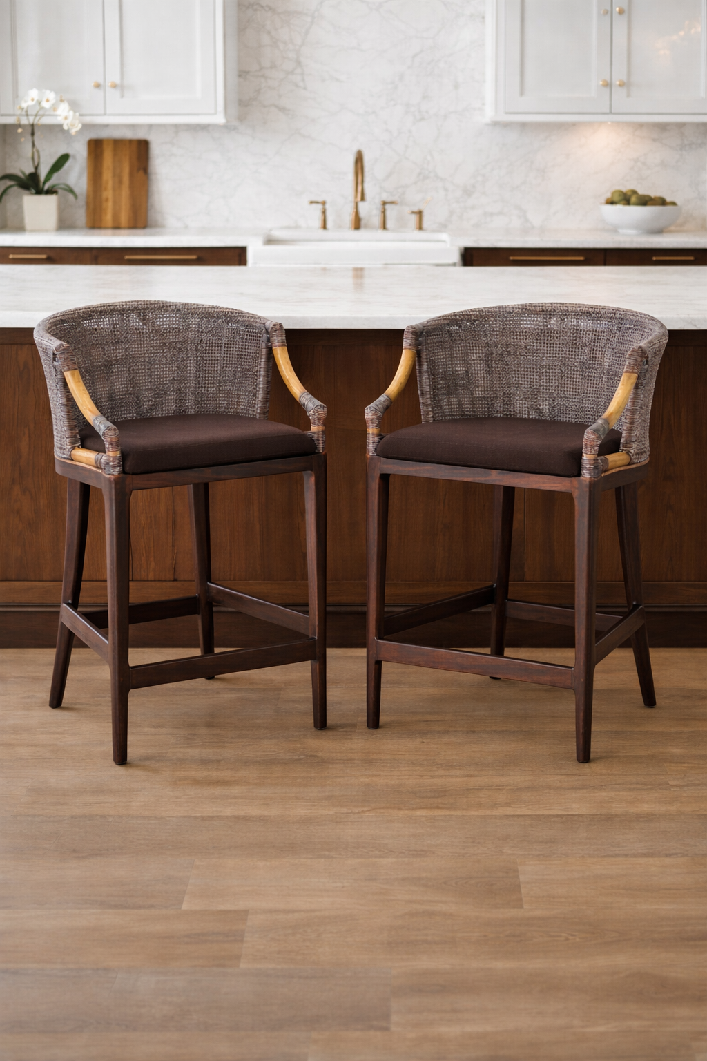 Brando Tropical Coastal Cushion Counter Stool
