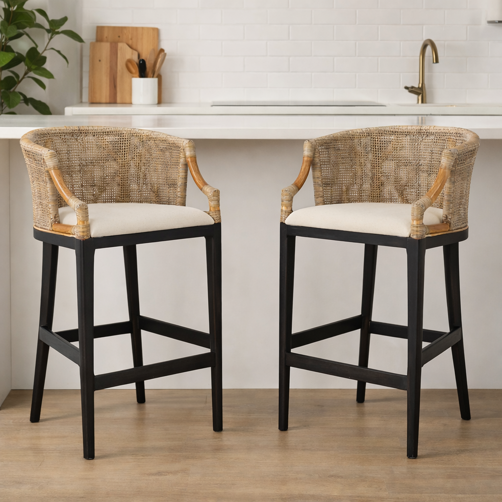 Brando Tropical Coastal Cushion Counter Stool