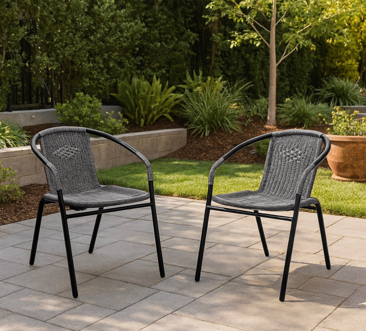 Modern Rattan Outdoor Stackable Chair (Set of 4)