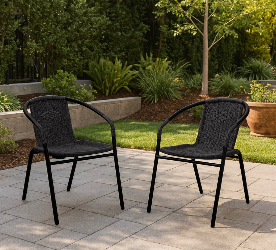 Modern Rattan Outdoor Stackable Chair (Set of 4)