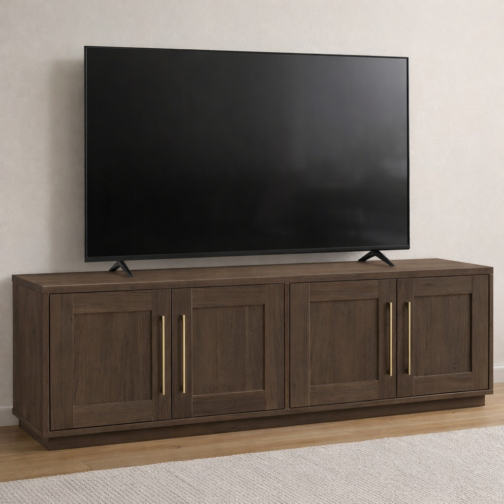 Family TV Stand w/ Adjustable Shelves