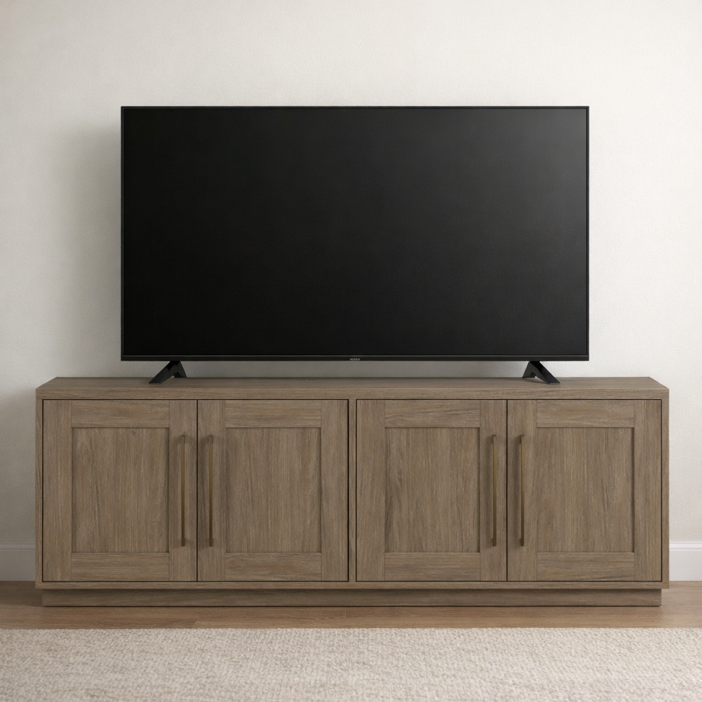 Family TV Stand w/ Adjustable Shelves