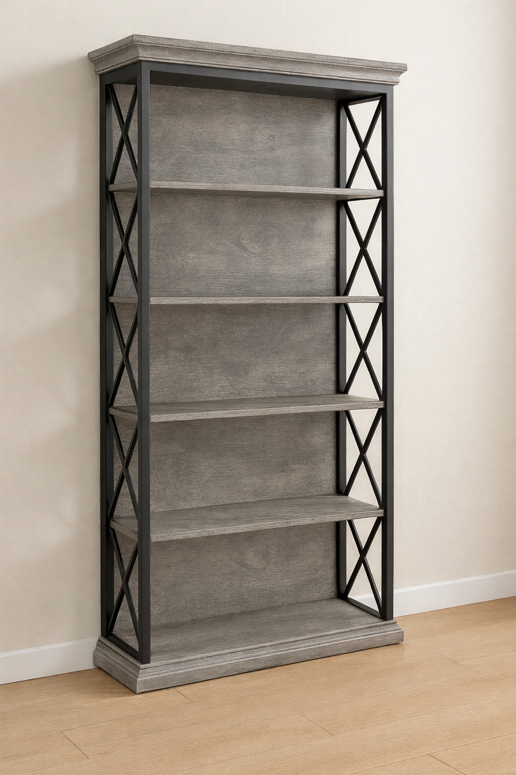 6-Tier Industrial Standing Bookshelf