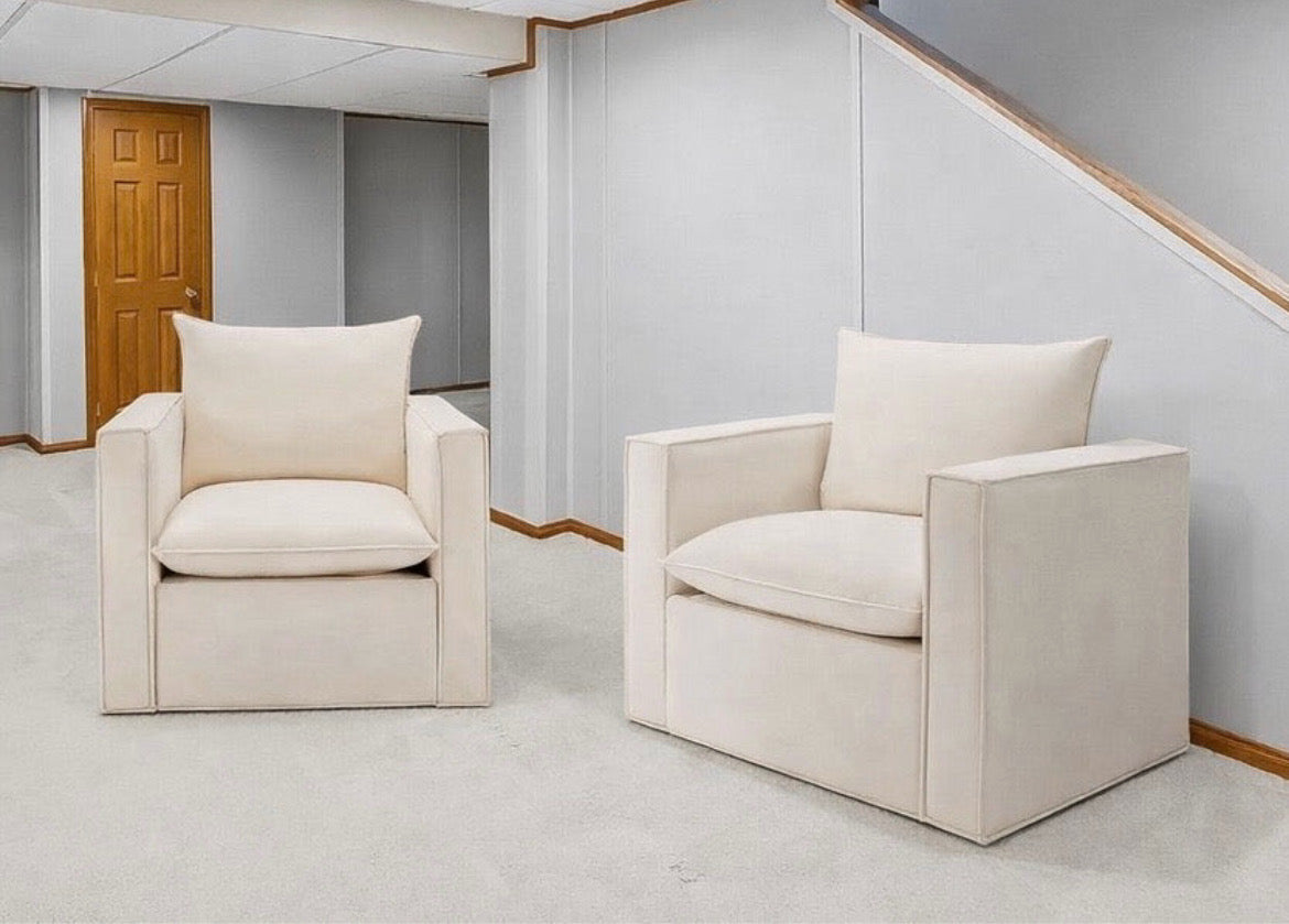 Upholstered Swivel Armchair (Set of 2)