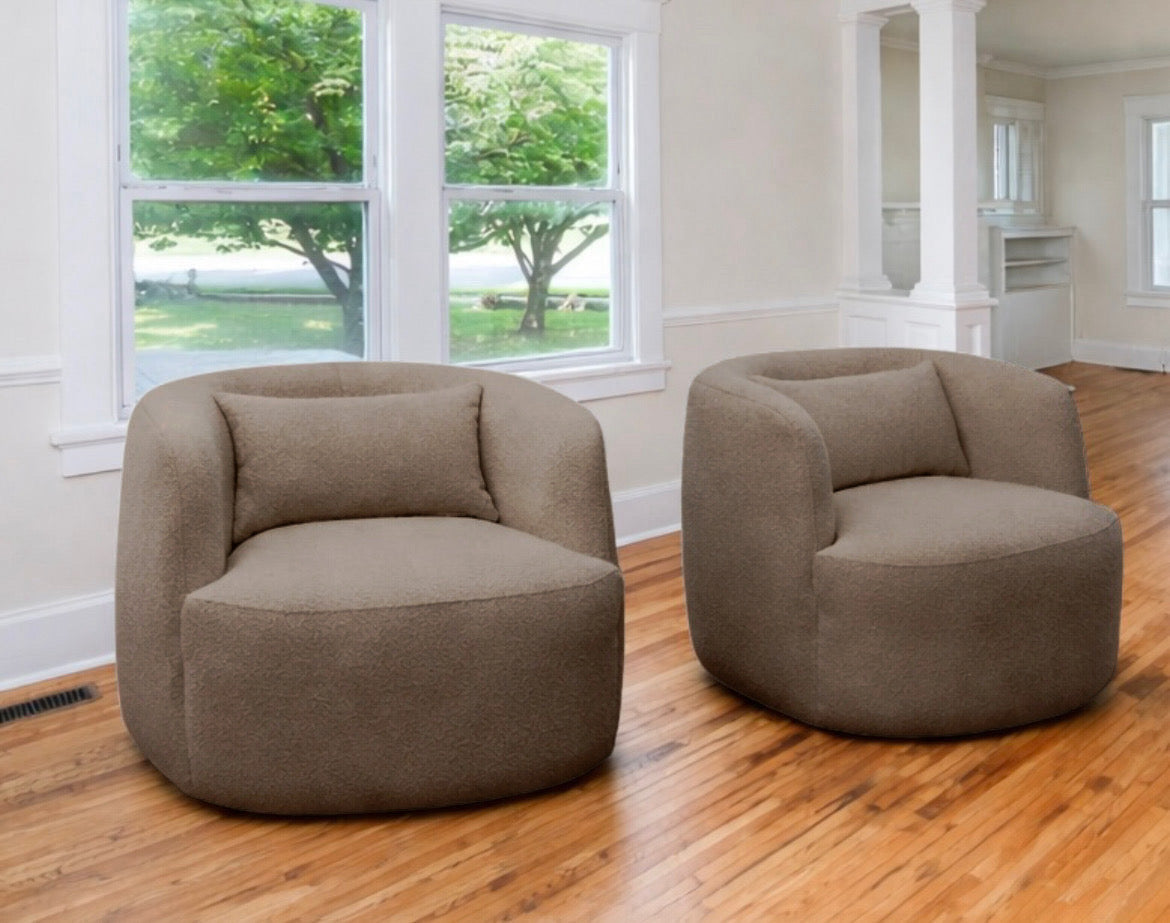 Boucle Upholstered Swivel Armchair (Set of 2)
