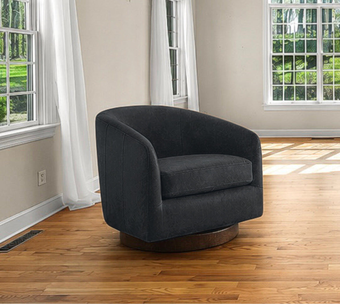 Leather Swivel Barrel Armchair