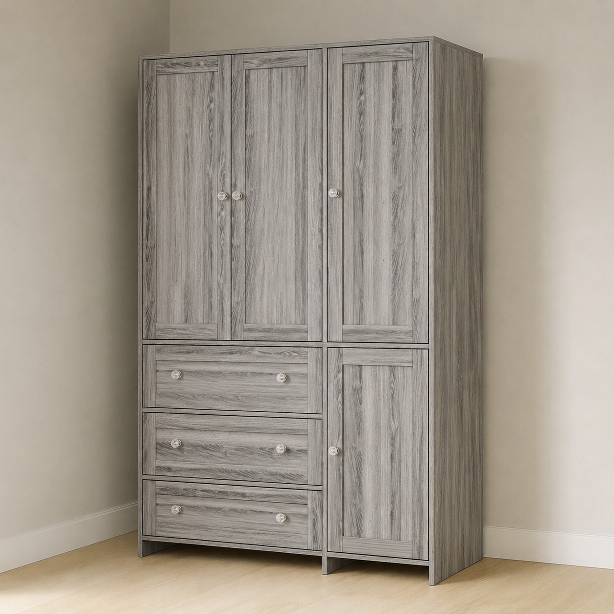47” Modern Armoire w/ 4 Doors