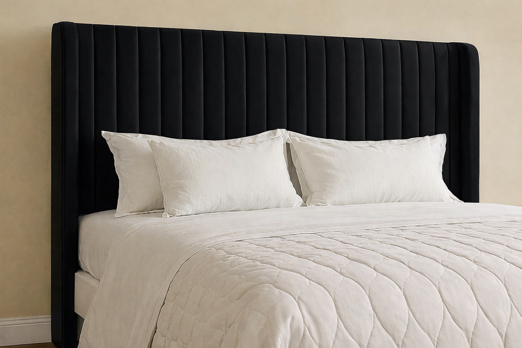 Velvet Platform Bed w/ Headboard
