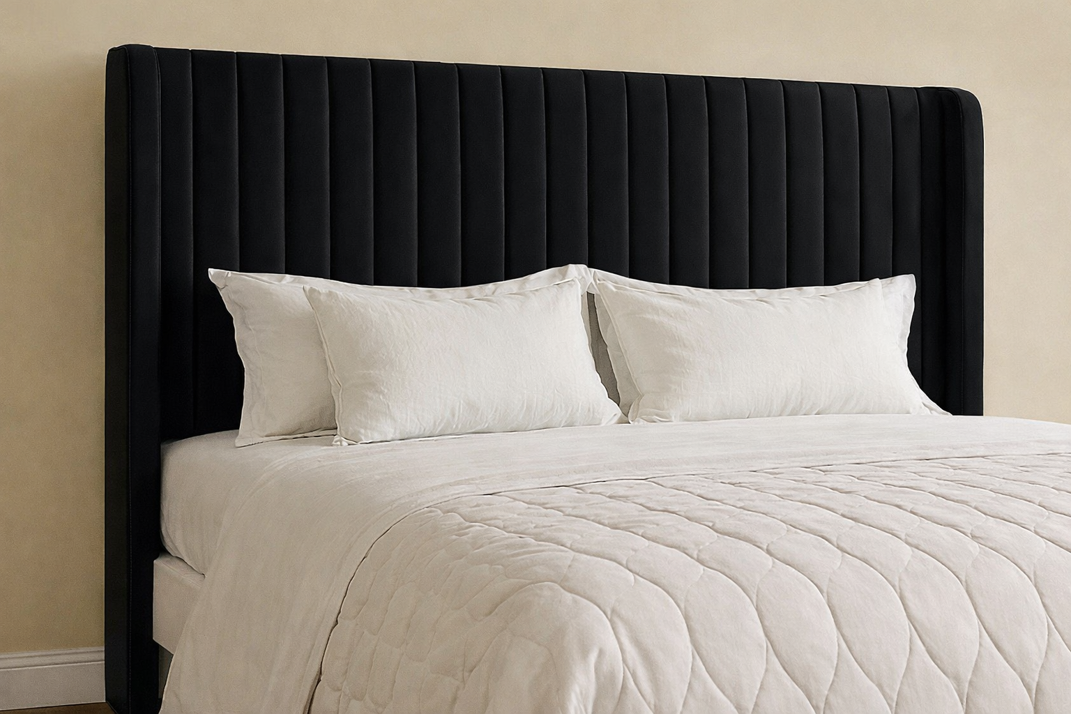 Velvet Platform Bed w/ Headboard