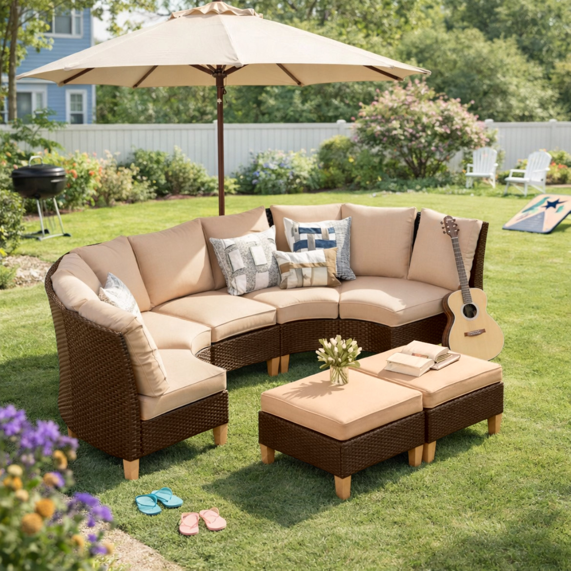 Half-Moon Sectional Patio Sofa Set